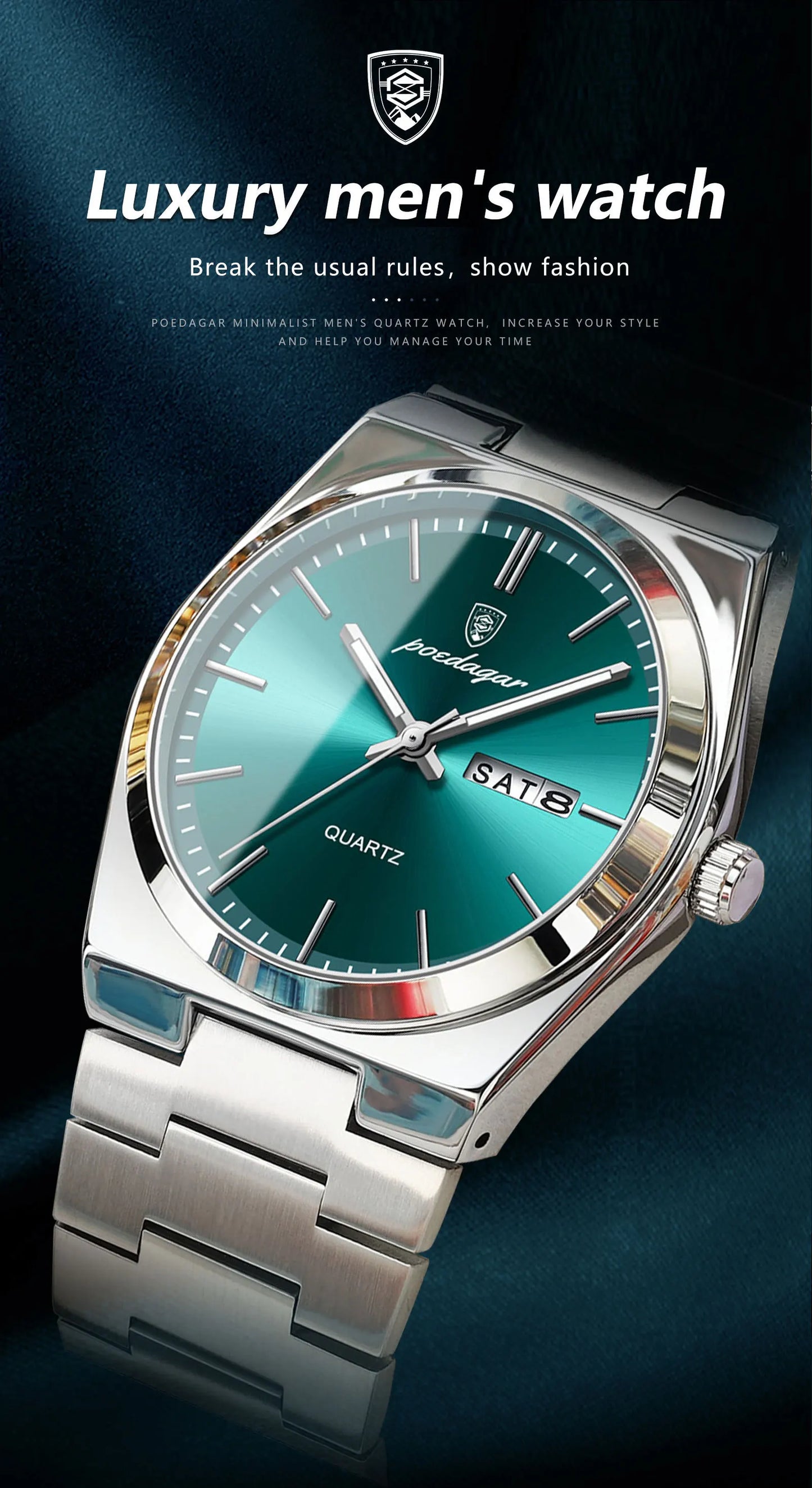 POEDAGAR Classic Date Watch