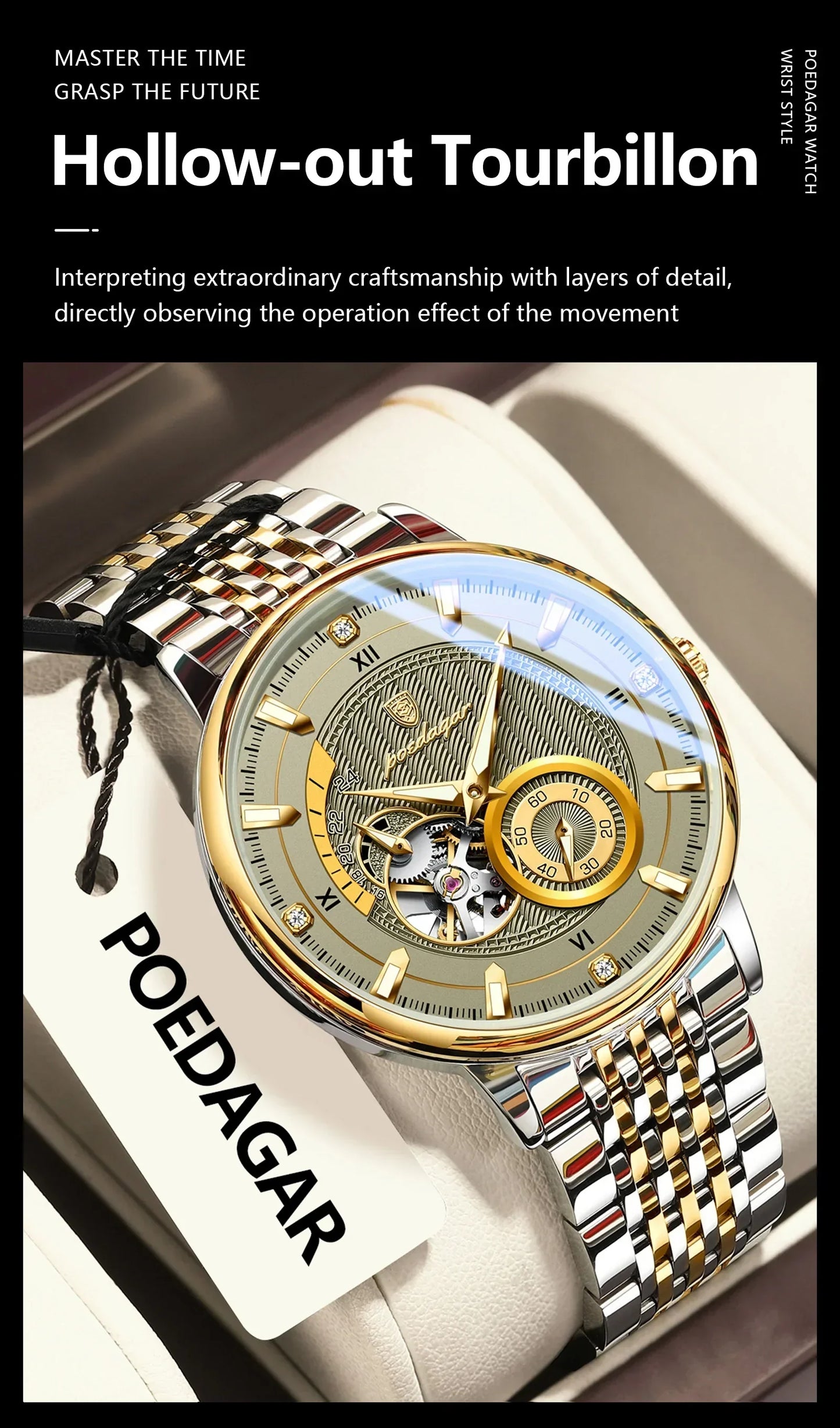 POEDAGAR Prestige Skeleton Automatic Watch