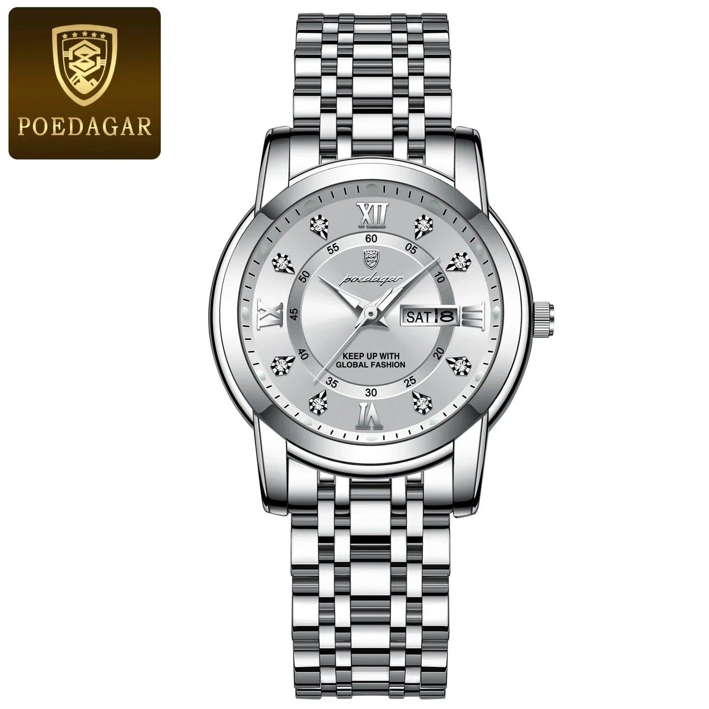 POEDAGAR Elegant Steel Watch