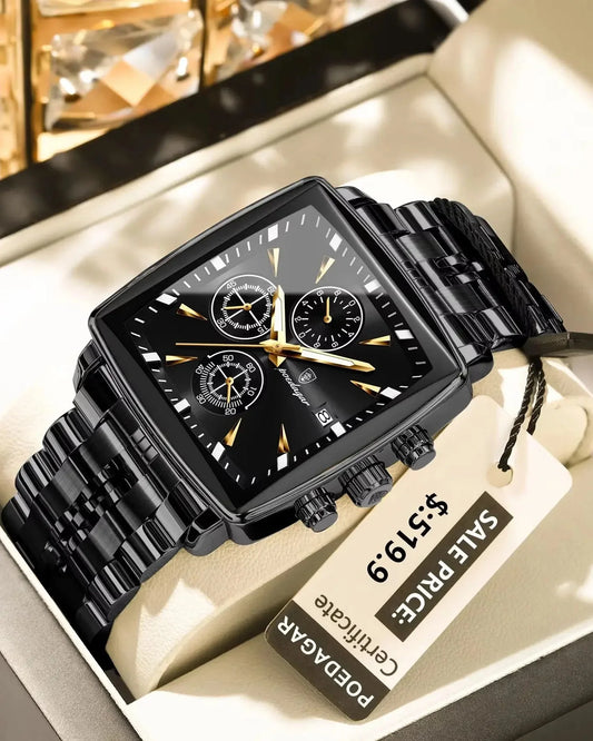 POEDAGAR Prestige Square Chronograph Watch