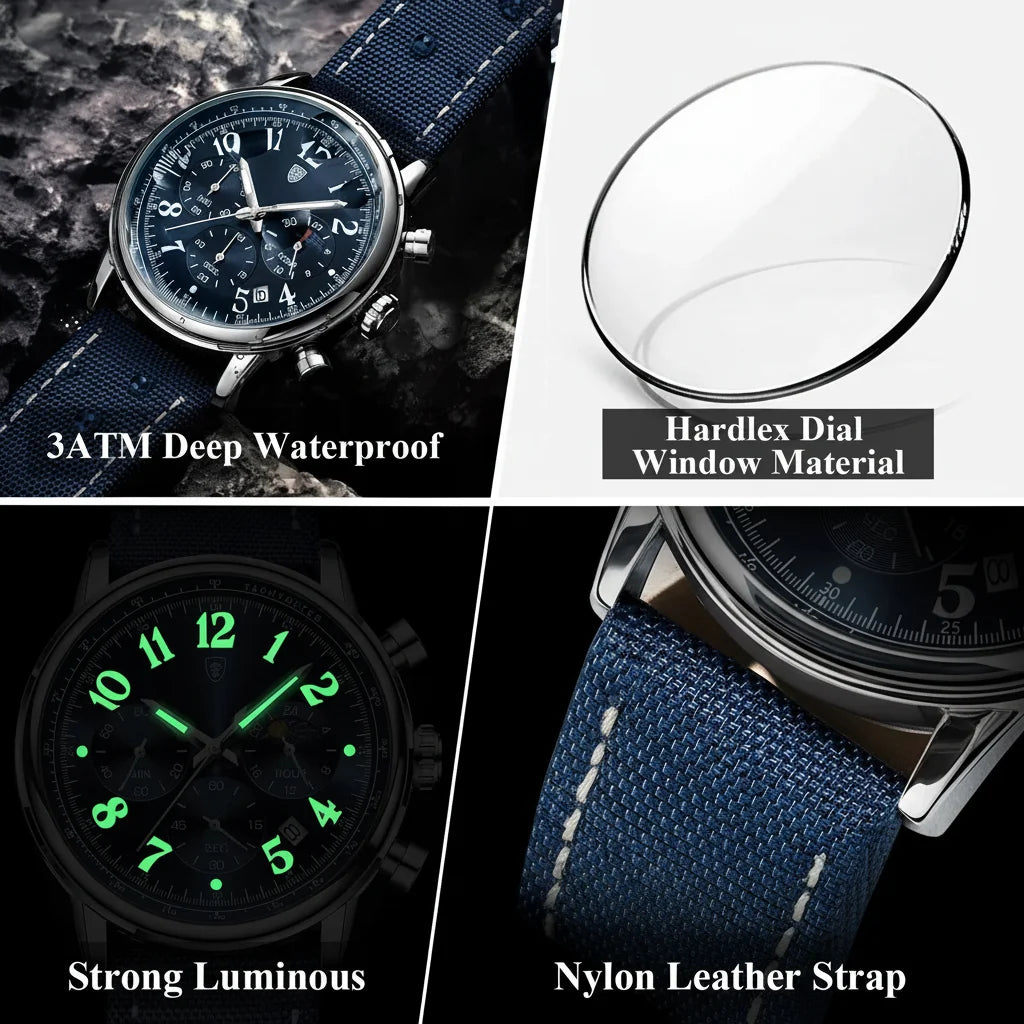 POEDAGAR Tactical Chronograph Watch