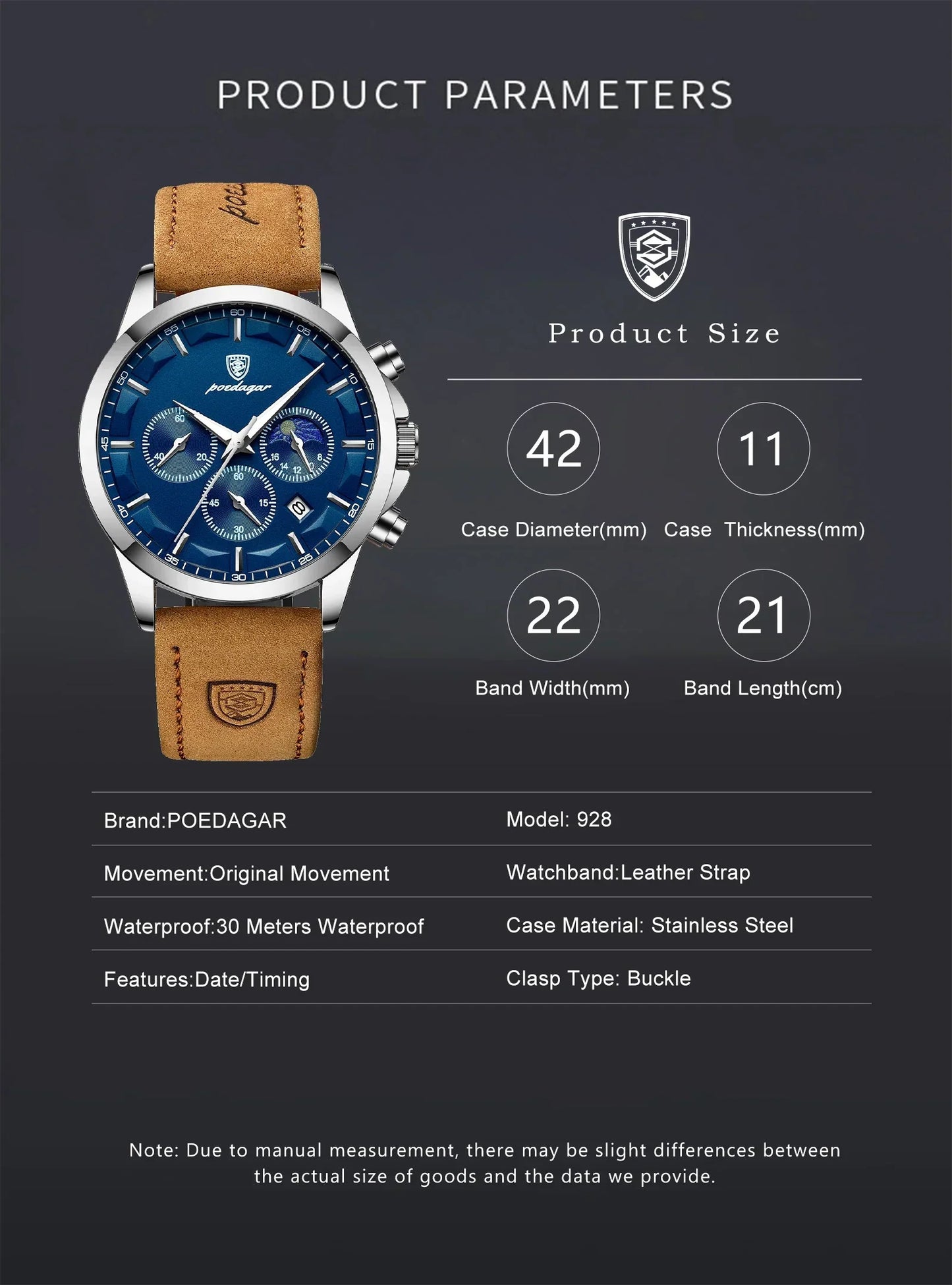 POEDAGAR Vanguard Chronograph Watch