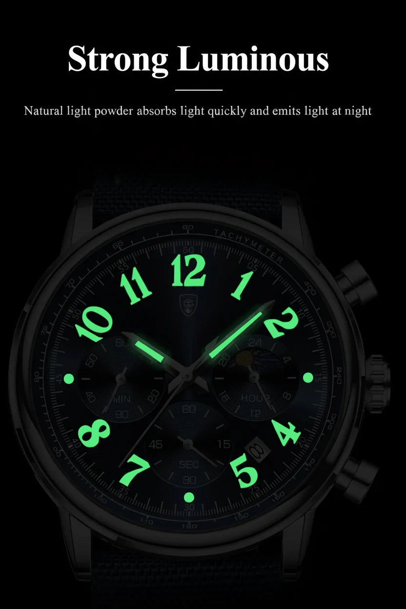 POEDAGAR Tactical Chronograph Watch