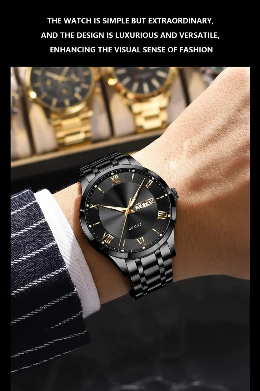POEDAGAR Classic Day-Date Watch