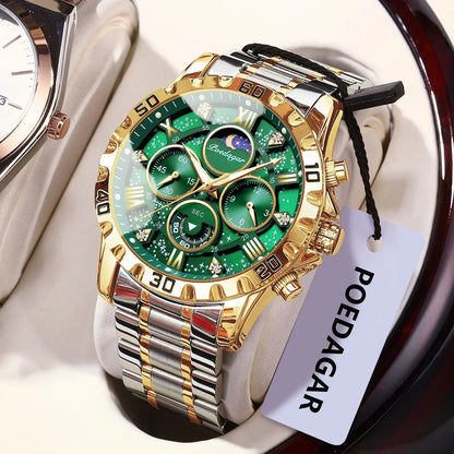 POEDAGAR Chrono Steel Watch