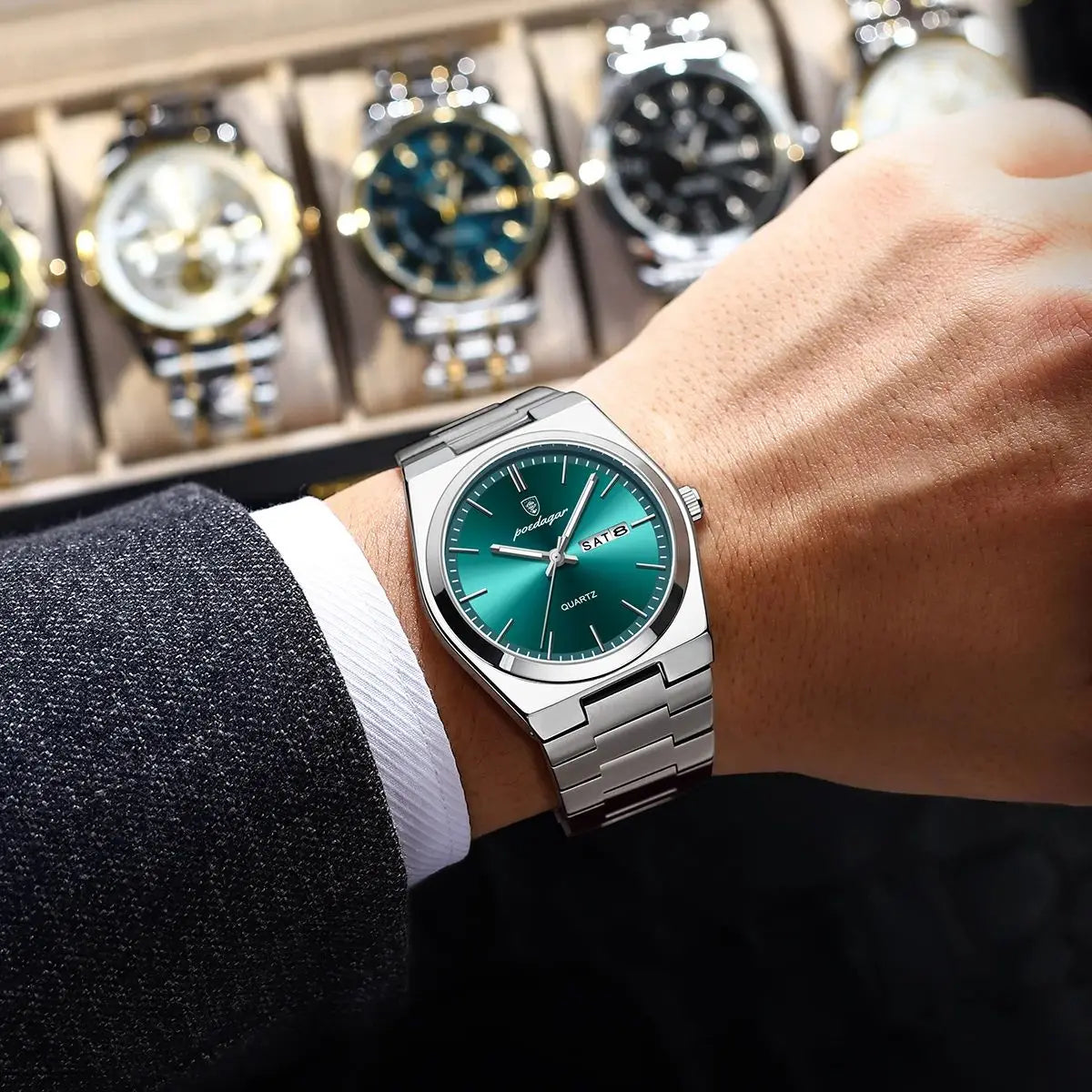 POEDAGAR Classic Date Watch