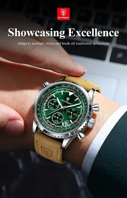 POEDAGAR Chrono Leather Watch