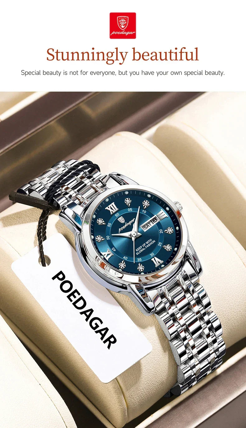 POEDAGAR Elegant Steel Watch