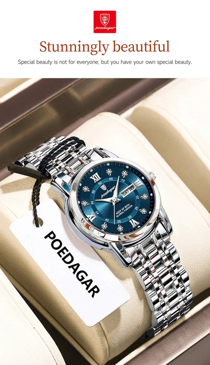 POEDAGAR Elegant Steel Watch