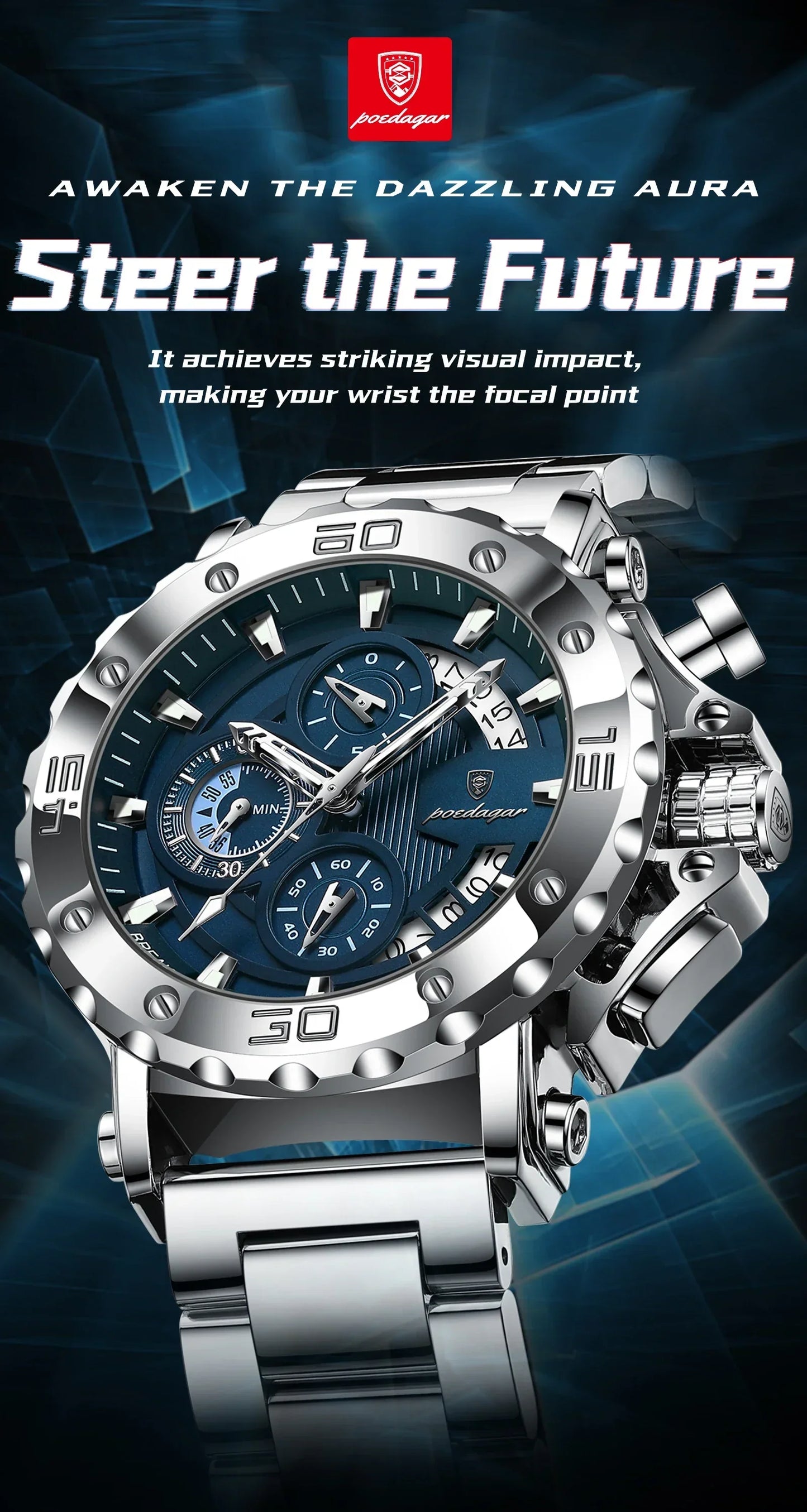 POEDAGAR Titan Chronograph Watch