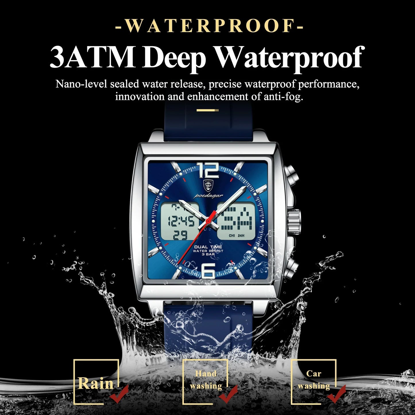 POEDAGAR DualTech Sport Watch
