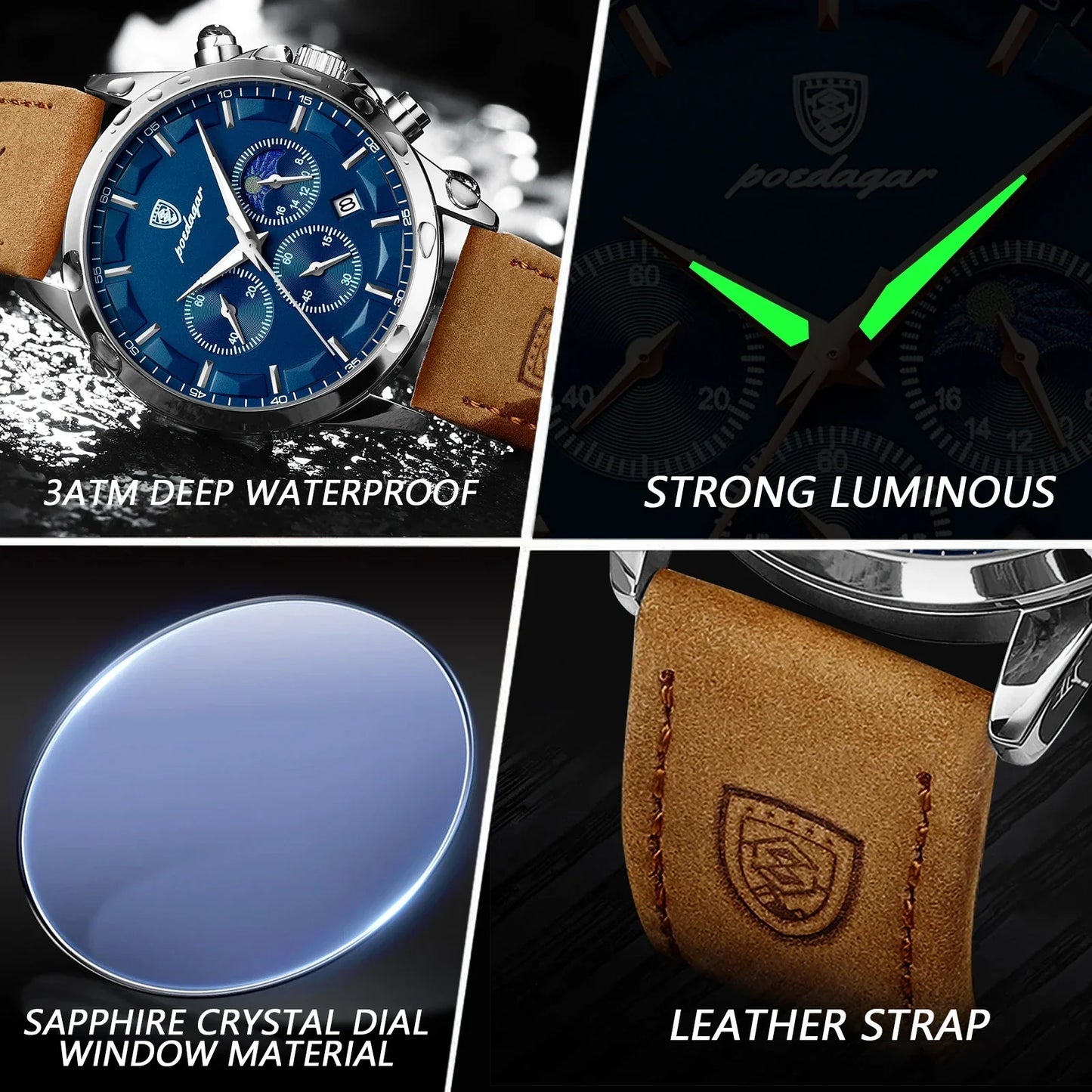 POEDAGAR Vanguard Chronograph Watch