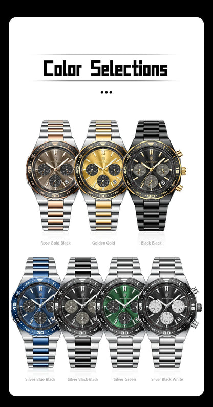 POEDAGAR Chrono Steel Watch