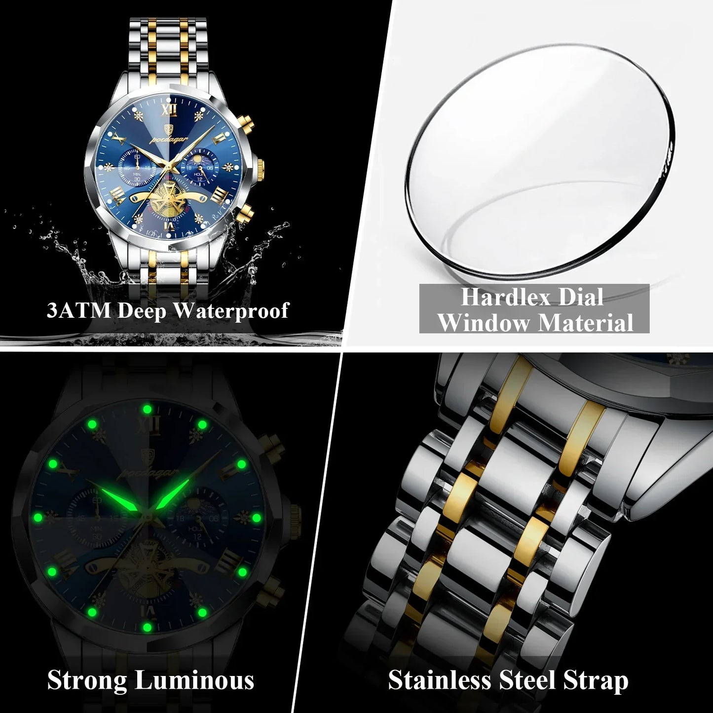 POEDAGAR Chrono Classic Watch