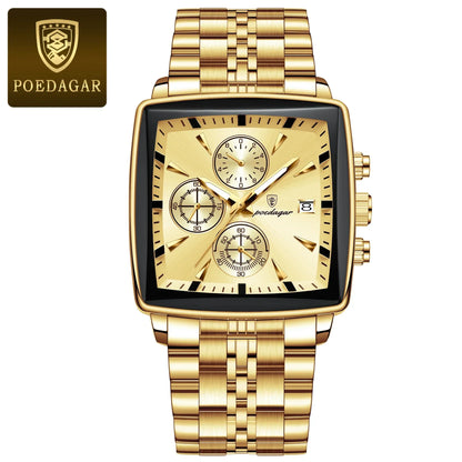 POEDAGAR Prestige Square Chronograph Watch