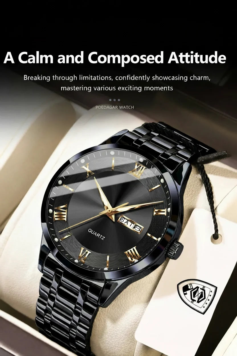 POEDAGAR Classic Day-Date Watch