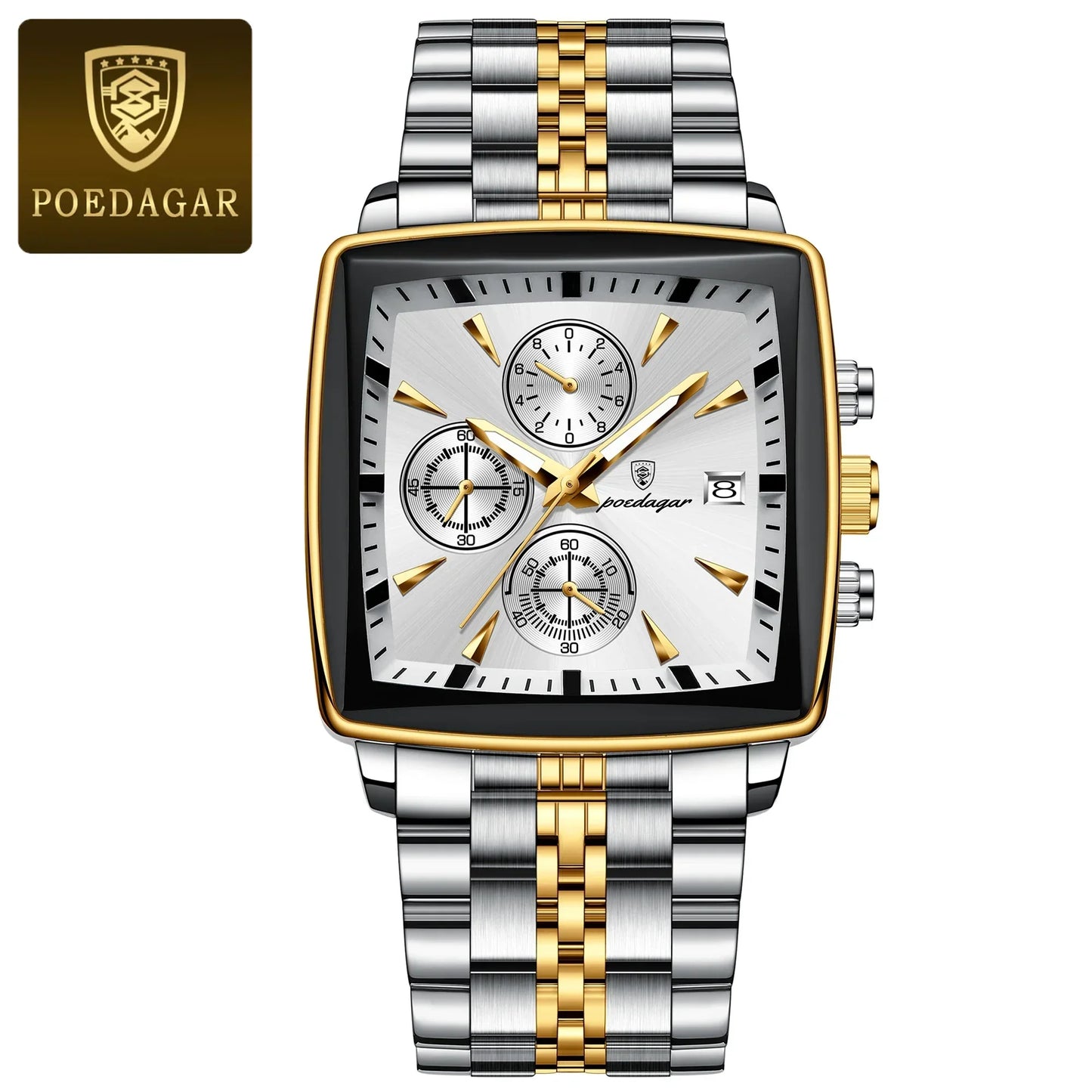 POEDAGAR Square Steel Watch