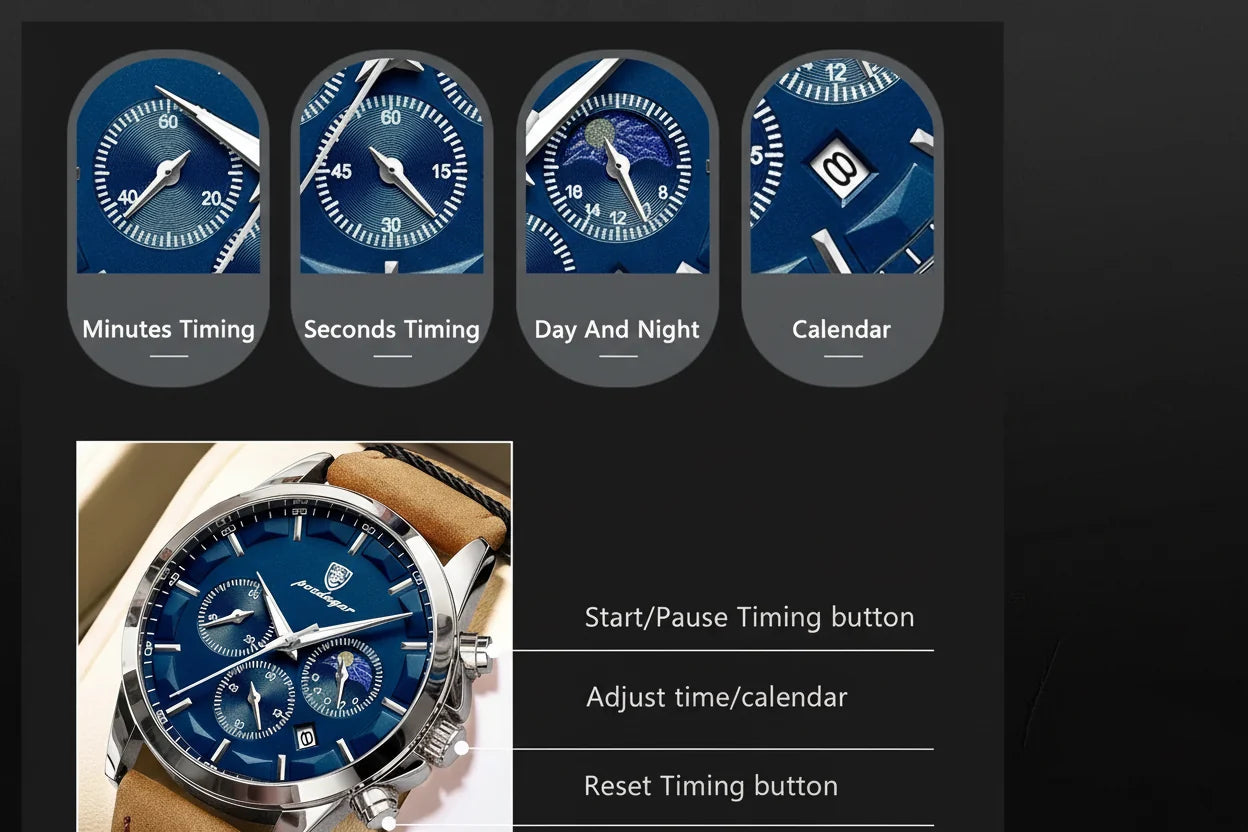 POEDAGAR Vanguard Chronograph Watch