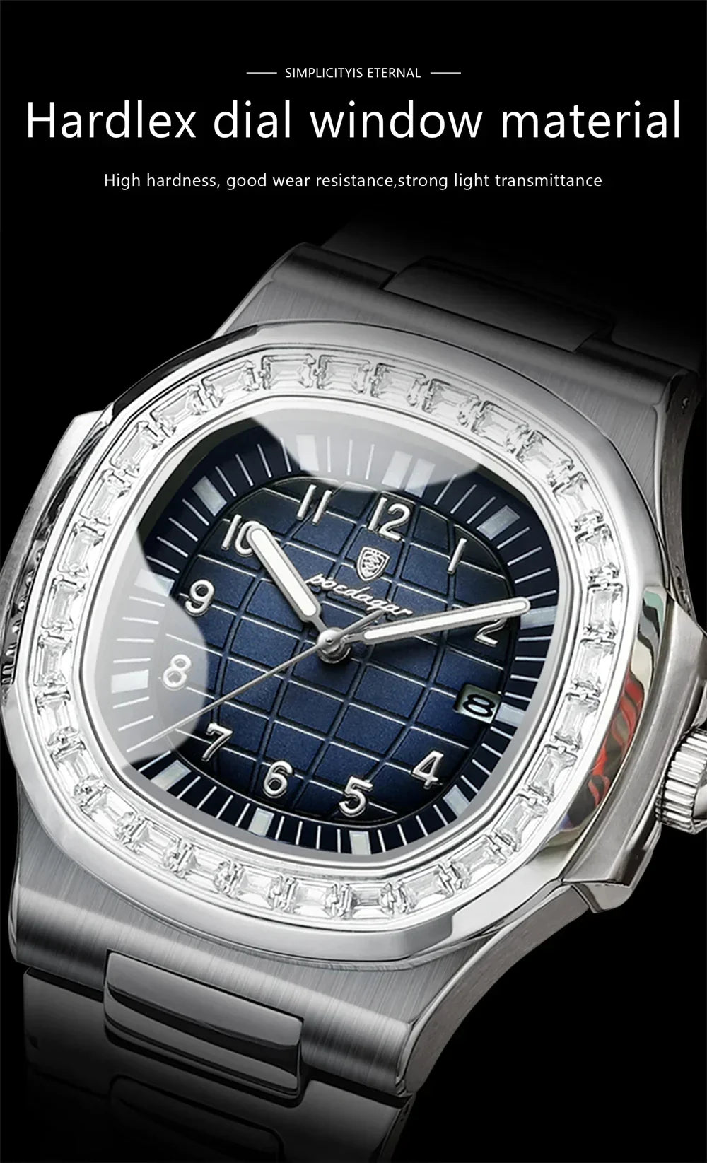 POEDAGAR Royal Grid Luxury Watch