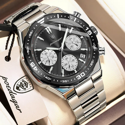 POEDAGAR Chrono Steel Watch