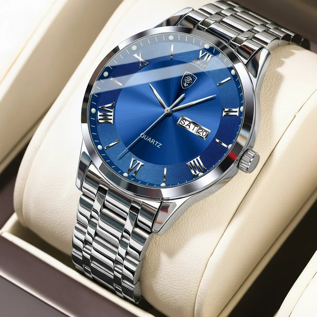 POEDAGAR Classic Day-Date Watch