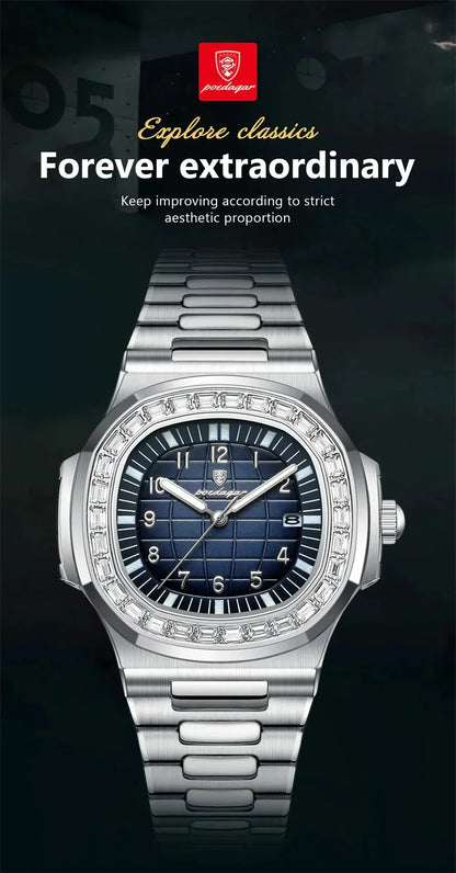 POEDAGAR Royal Grid Luxury Watch