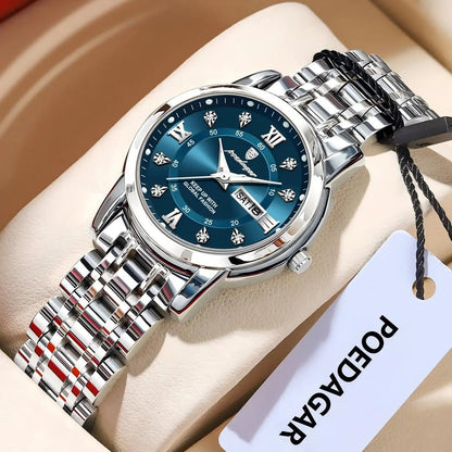 POEDAGAR Elegant Steel Watch