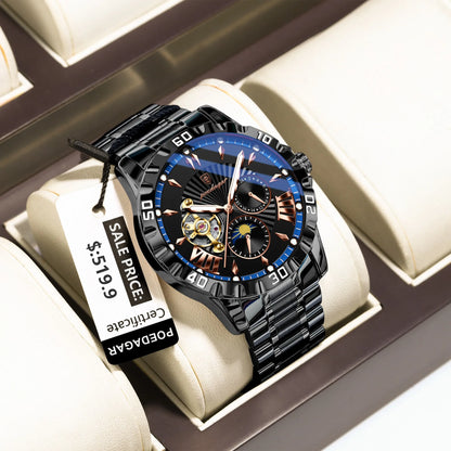 POEDAGAR Prestige Automatic Skeleton Sport Watch