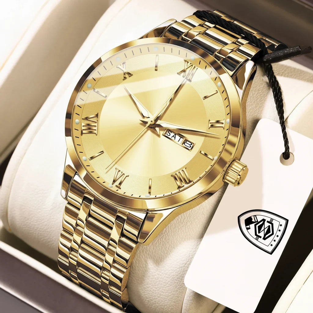 POEDAGAR Classic Day-Date Watch