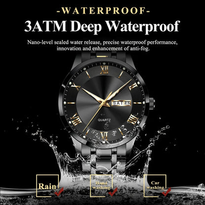 POEDAGAR Classic Day-Date Watch