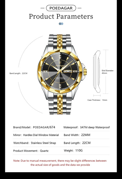 POEDAGAR Royal Steel Watch