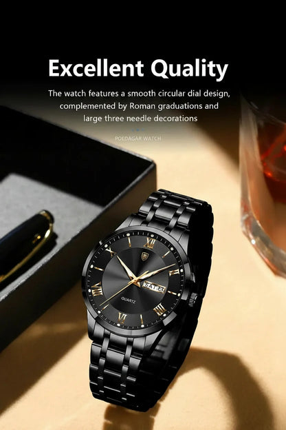 POEDAGAR Classic Day-Date Watch