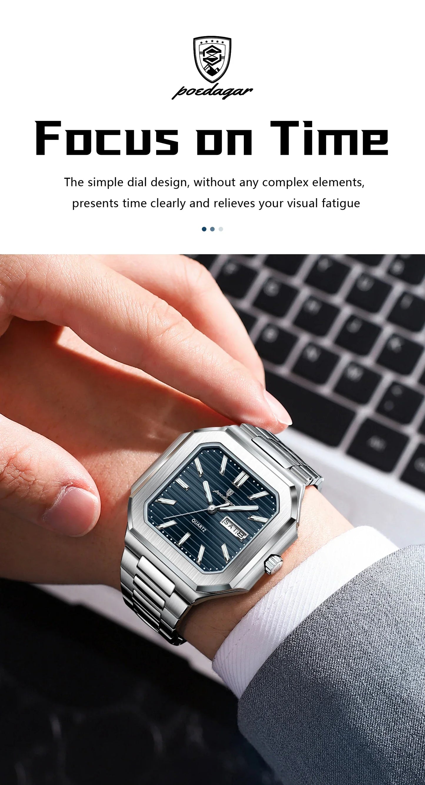 POEDAGAR Royal Square Watch