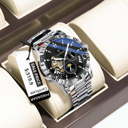 POEDAGAR Prestige Automatic Skeleton Sport Watch