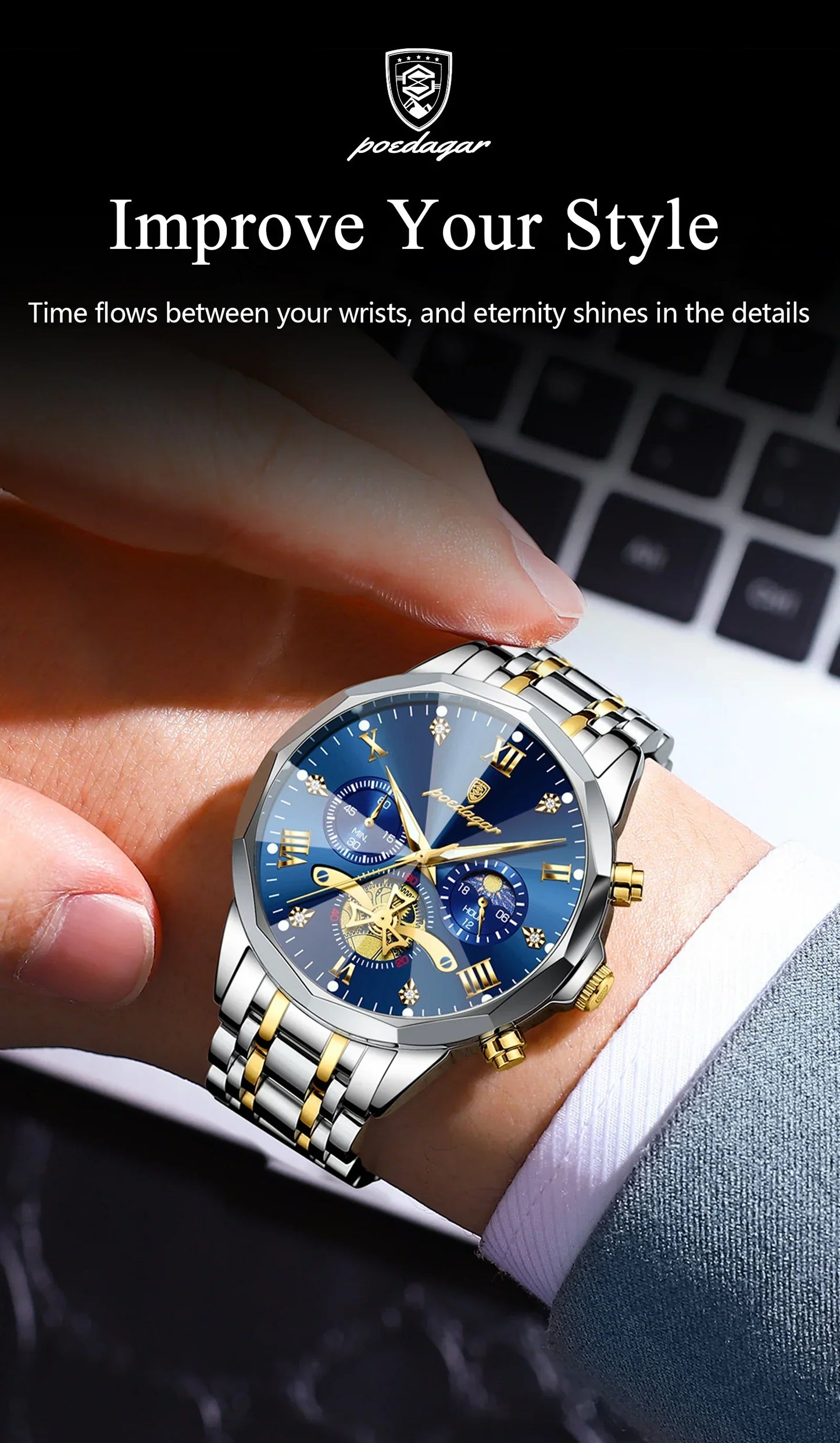 POEDAGAR Chrono Classic Watch