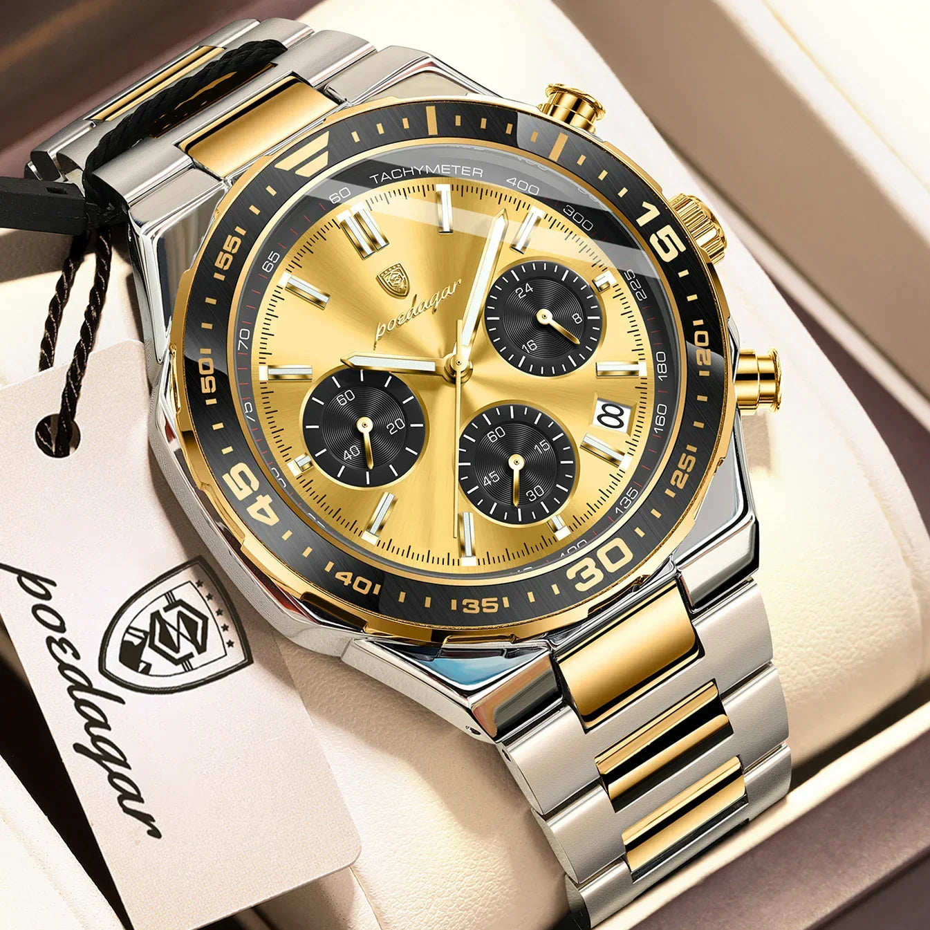 POEDAGAR Chrono Steel Watch