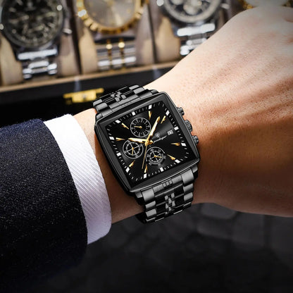 POEDAGAR Prestige Square Chronograph Watch