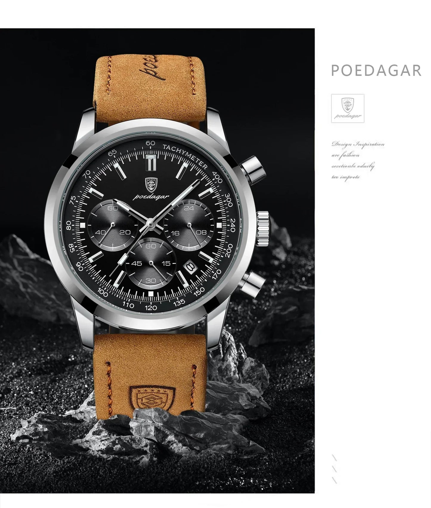 POEDAGAR Classic Chronograph Watch