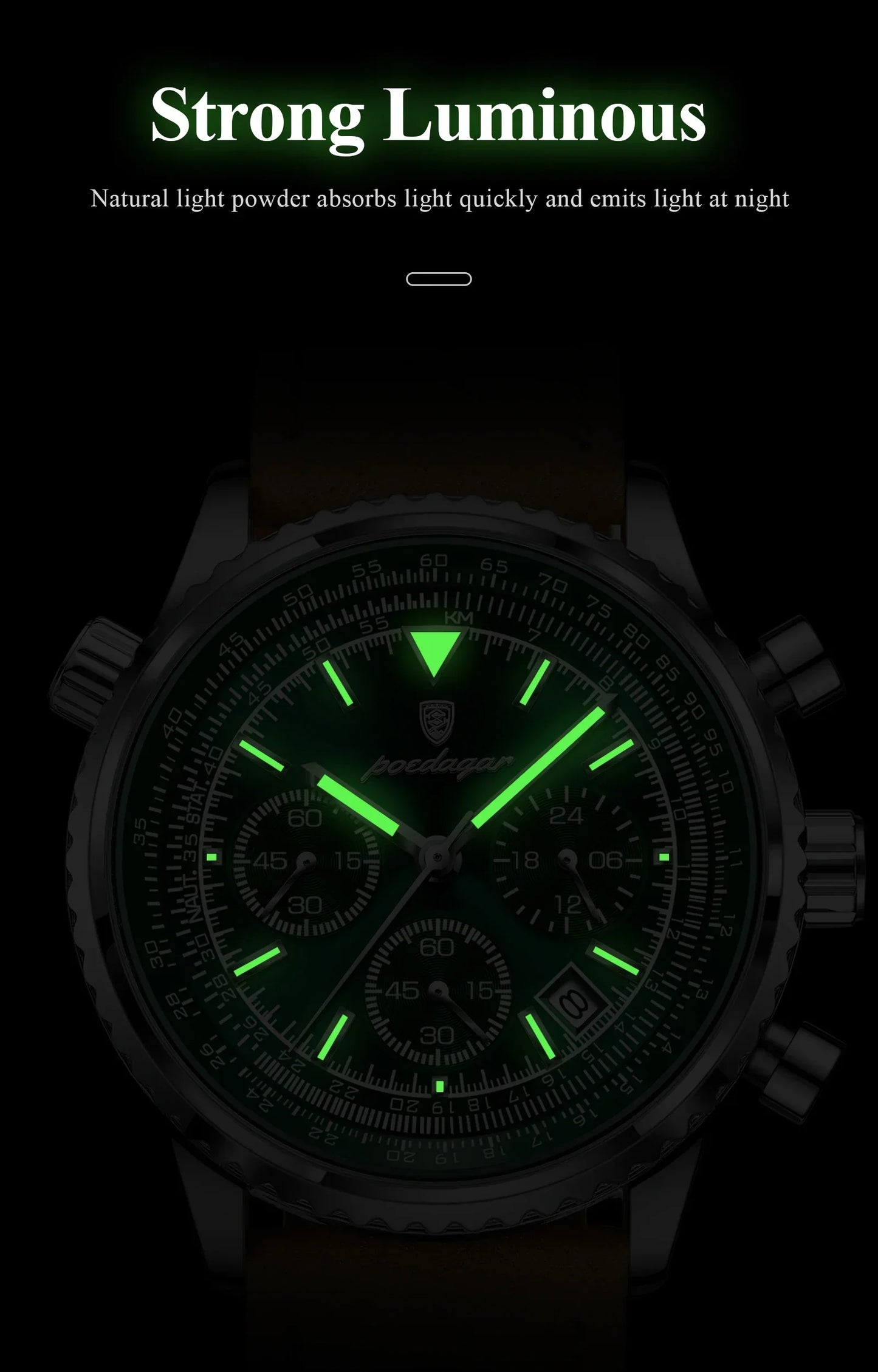 POEDAGAR Chrono Leather Watch