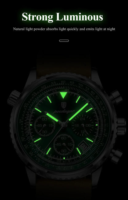 POEDAGAR Chrono Leather Watch
