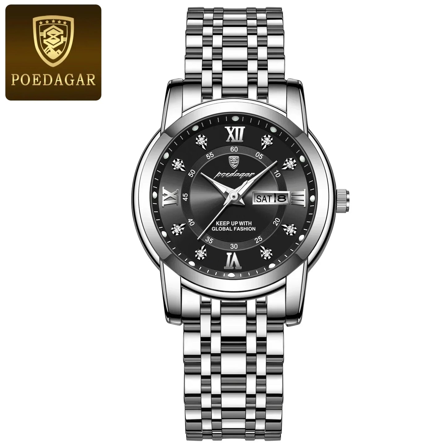POEDAGAR Elegant Steel Watch