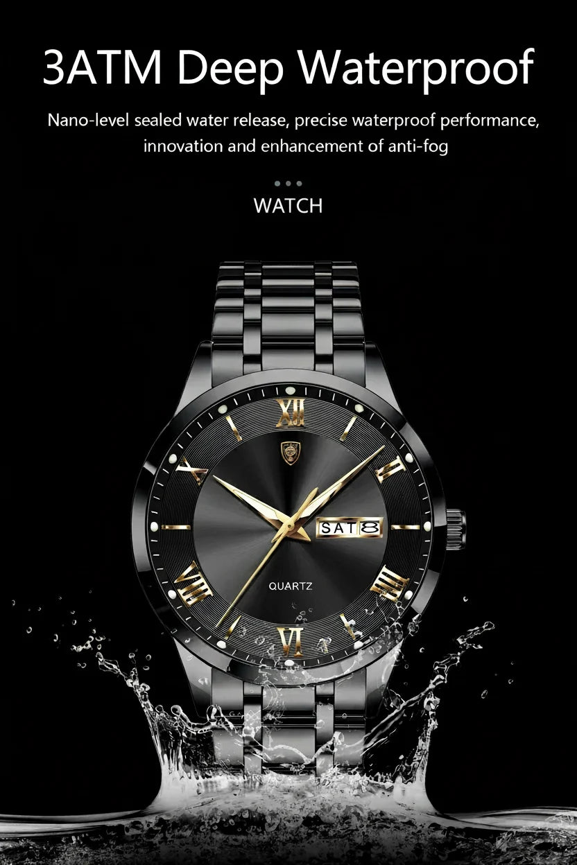 POEDAGAR Classic Day-Date Watch