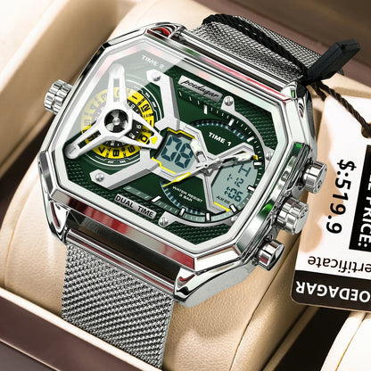 POEDAGAR Tactical Dual Display Chronograph Watch