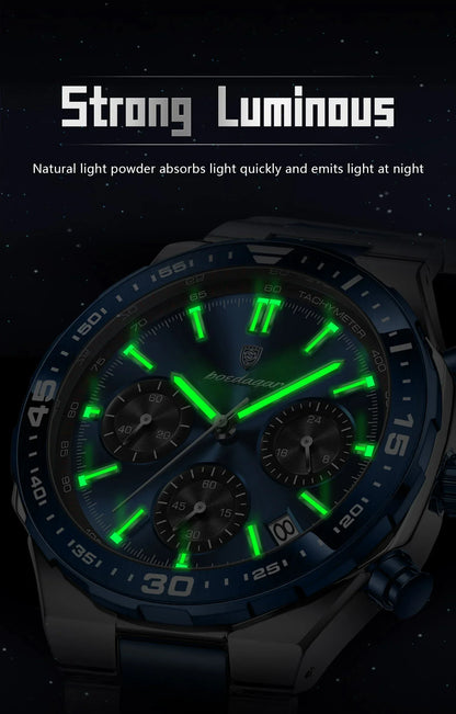 POEDAGAR Chrono Steel Watch