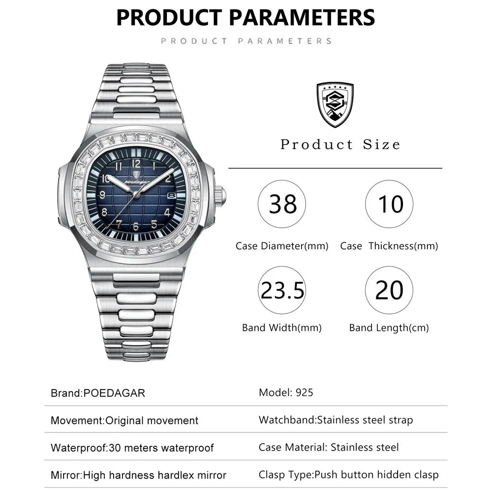 POEDAGAR Royal Grid Luxury Watch