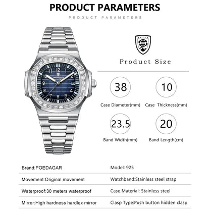 POEDAGAR Royal Grid Luxury Watch