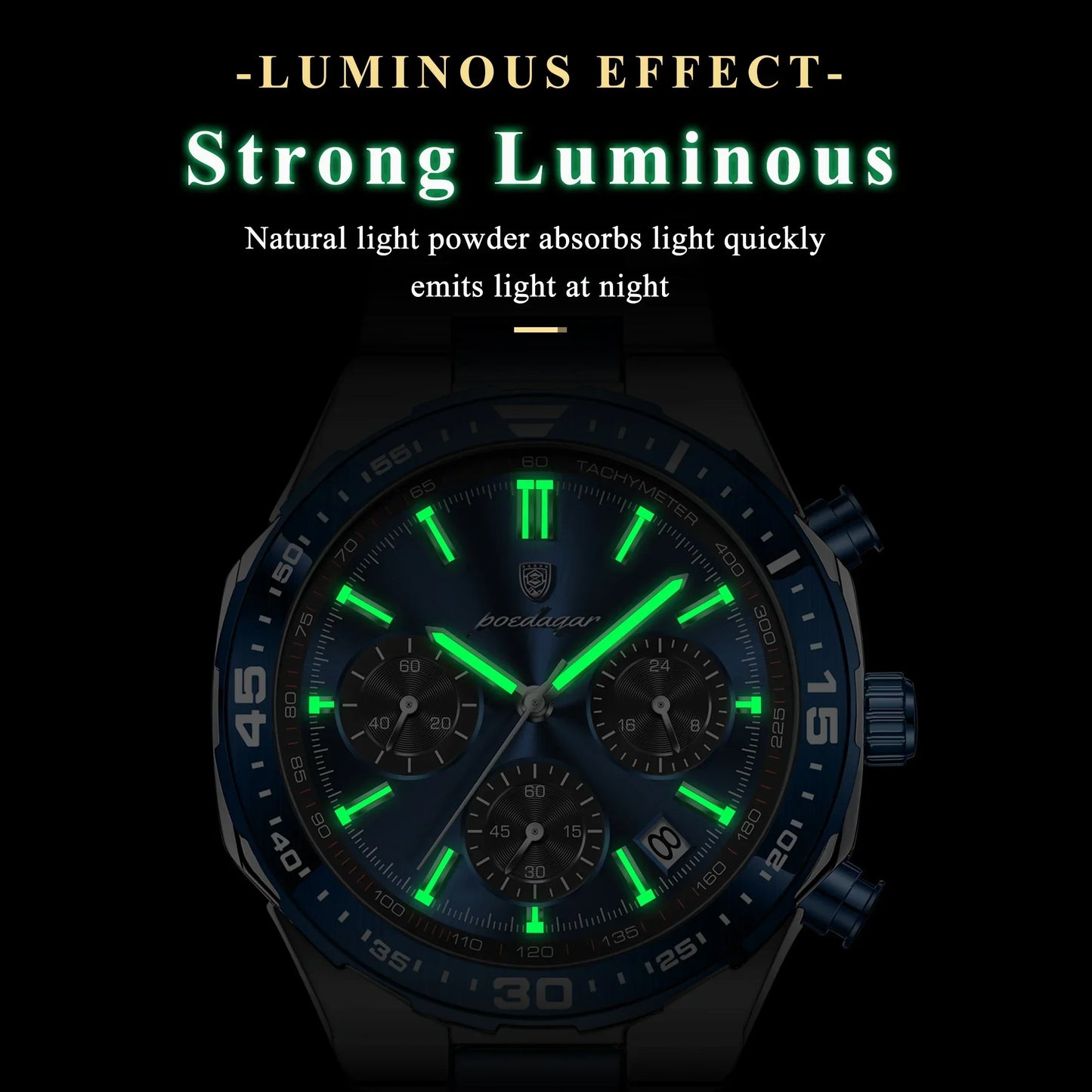 POEDAGAR Chrono Steel Watch