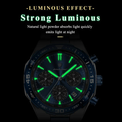POEDAGAR Chrono Steel Watch
