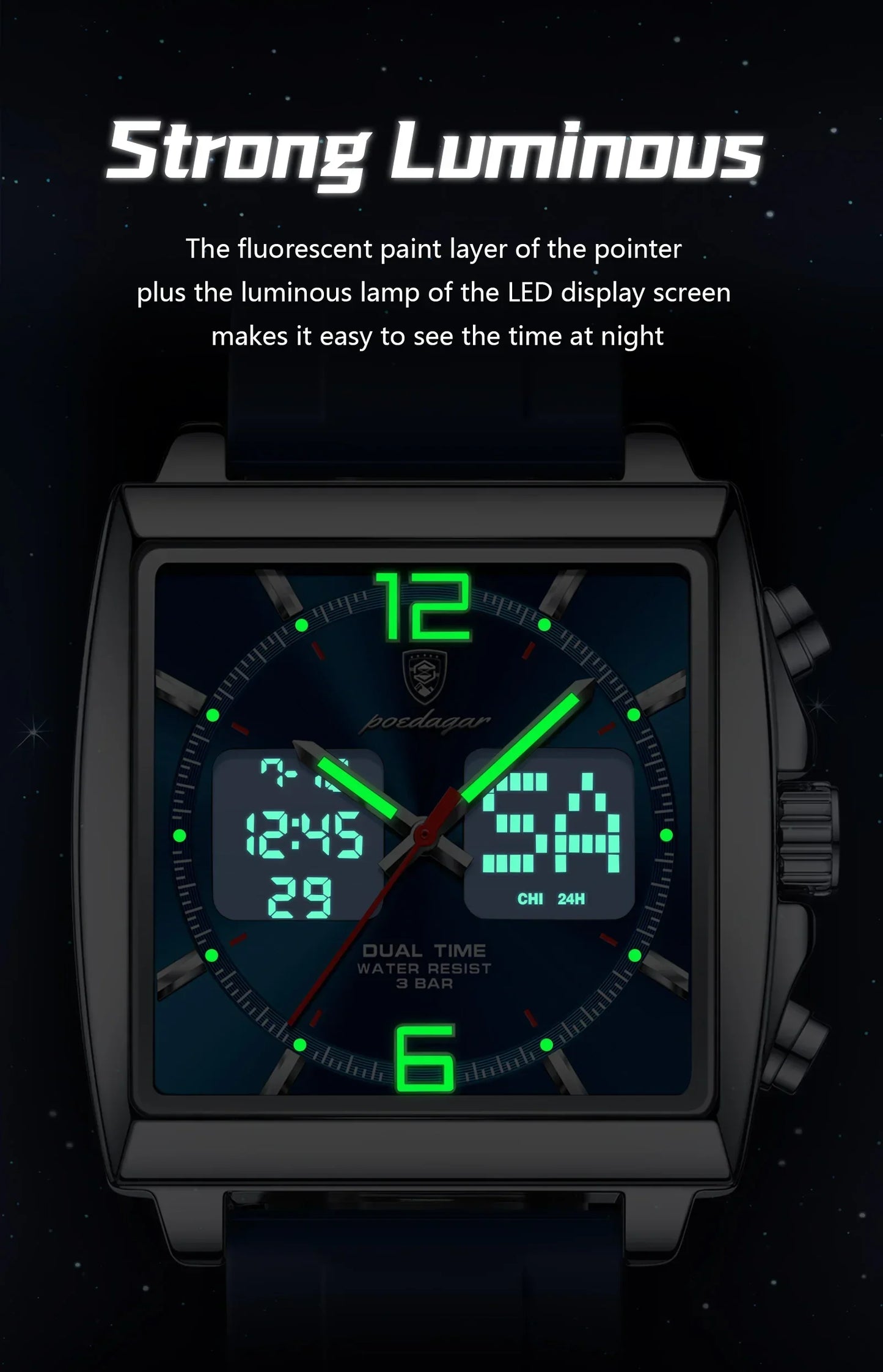 POEDAGAR DualTech Sport Watch