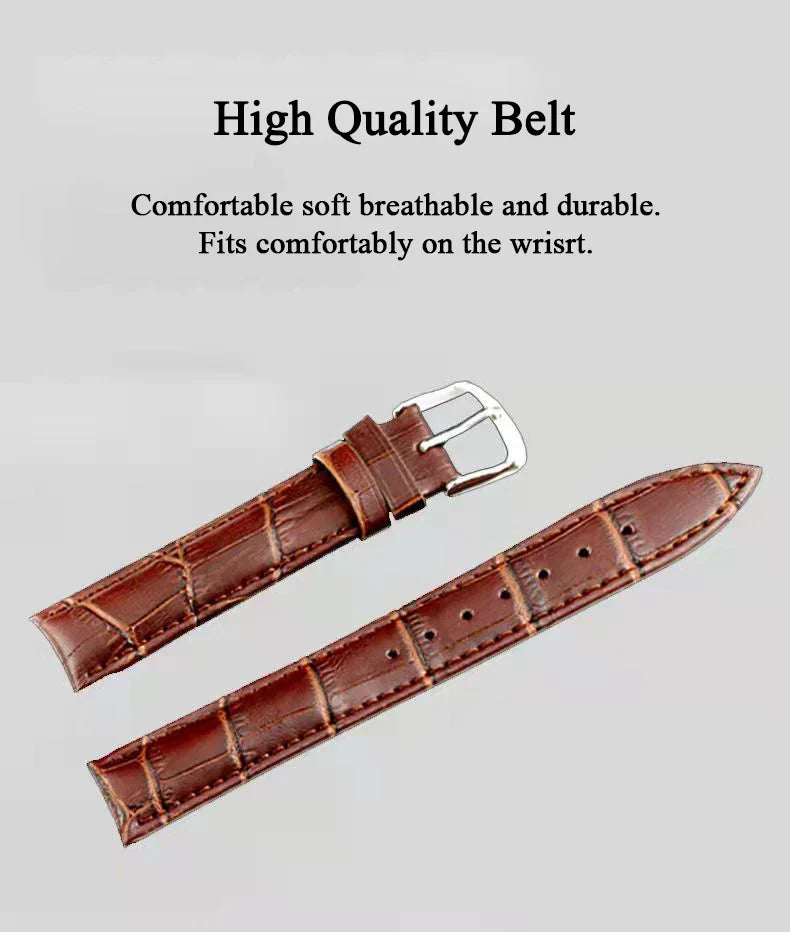 POEDAGAR Classic Day-Date Leather Watch